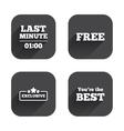 last minute icon exclusive special offer vector image