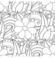 monochrome seamless pattern with floral motifs vector image