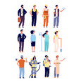 professionals characters policeman and fireman vector image