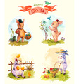 watercolor vintage style easter collection cute vector image vector image
