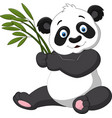 cute panda holding bamboo vector image