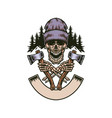 lumberjack screamed skull with two axes vector image vector image
