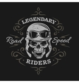 vintage biker skull on a dark background vector image vector image
