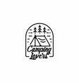 camping lovers line art badge vector image