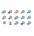 globe earth icon set collection symbol internet vector image