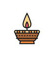 indian candle diwali diya oil lamp flat color vector image