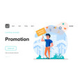 promotion web concept man holds special offer vector image