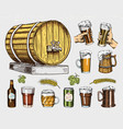beer glass mug or bottle wooden barrels vector image
