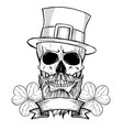 hand drawn angry skull of leprechaun vector image vector image