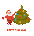 happy new year cartoon santa decorating christmas vector image