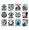 space icons astronaut in galaxy rocket vector image