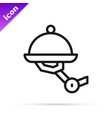 black line waiter robot with covered plate icon vector image