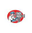 cameraman vintage movie camera retro vector image