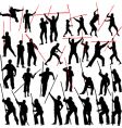 fighting with sticks vector image