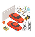 garage and transport - modern colorful vector image