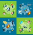 isometric data and computer safety icons vector image vector image