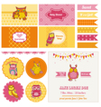 baby shower owl party set vector image