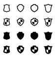 black shield icon set vector image