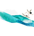 chinese cloud decorations with blue watercolor vector image