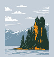 new eddystone rock located in misty fjords vector image vector image