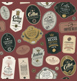 seamless pattern with various coffee labels vector image