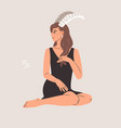 woman with zodiac sign capricorn horns horoscope vector image vector image