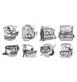 golf sport and players isolated icons set vector image vector image