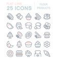 set line icons flour products vector image