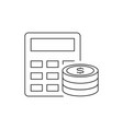 calculator and pile coins outline icon vector image