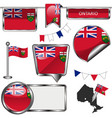 glossy icons with flag of province ontario vector image