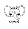 cute simple elephant face cartoon style vector image vector image