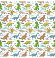 dino seamless pattern cute cartoon hand drawn vector image vector image