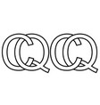 logo sign qc and cq icon two interlaced vector image vector image