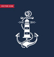 nautical emblem with anchor lighthouse and rope vector image