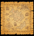 pirate treasure map sea island ship sketches vector image