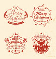 set merry christmas and happy new year stamp vector image