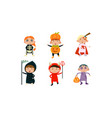 kids in halloween costumes set cute children vector image