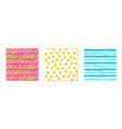 set of three seamless patterns in bright vector image