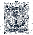 hand drawn vintage label with an anchor vector image