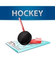 hockey stick puck and ice arena emblem vector image