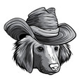 monochromatic serious cartoon hipster dog vector image vector image