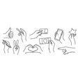 doodle set of woman hands holding things vector image vector image