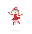 joyful anime manga girl as santa claus in a jump vector image
