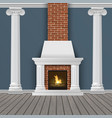 classic interior wall with fireplace vector image