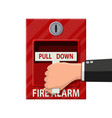 hand switch fire alarm system fire equipment vector image vector image