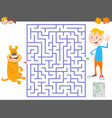 maze game with cartoon boy and his dog vector image vector image
