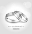 3d realistic silver metal wedding ring set vector image