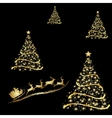 abstract golden christmas tree on black background vector image