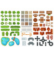 top view city elements trees roads buildings vector image