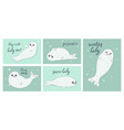 a set of postcards with cute baby seals vector image